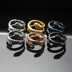 Vintage Punk Stainless Steel Snake Ring For Men Women Wrap Around Animal Band Ring Gothic Jewelry Personality Finger Ring
