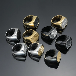 Herren Edelstahl Siegelring Retro Gehämmerte Struktur Band Punk Hip Hop Industrie Poliert Ring Für Männer Schmuck Geschenk