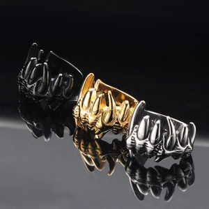 Drachenkrallen-Ringe im Punk-Stil aus Titanstahl in Schwarz, Gold und Silber