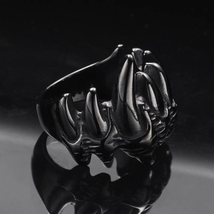 Schwarzer Edelstahlring im Punk-Stil mit Drachenkrallen-Design für Herren im Gothic-Look
