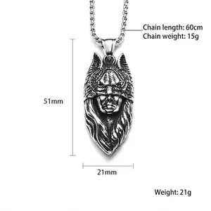 Gothic silver cat woman mask pendant necklace in stainless steel for men and women