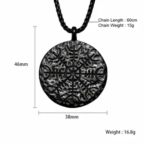 Collana con ciondolo bussola vichinga Vegvisir vintage con dimensioni e peso