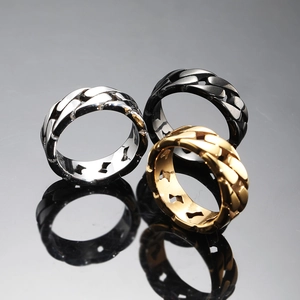 Minimalistische Gliederkettenringe aus Edelstahl in Silber, Gold und Schwarz für Damen und Herren