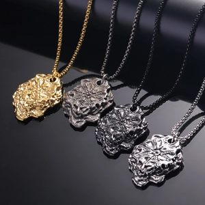 Viking Compass Vegvisir Pendant Necklace For Men Stainless Steel Titanium Steel Vintage Nordic Rune Rock Texture Punk Jewelry