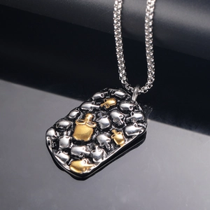 Pendentif plaque militaire crâne hip hop en acier vintage pour bijoux style streetwear gothique