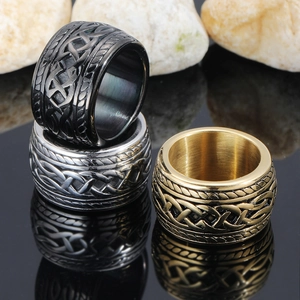 Vintage Keltischer Knoten Edelstahl Ring Für Herren Retro Punk Band Ring Schwarz Gold Stahlfarbe Herren Schmuck Geschenk