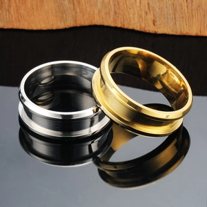 Minimalist Titanium Steel Grooved Men's Ring Fashion Smooth Polished Band Ring For Couples Jewelry Daily Wear Gift