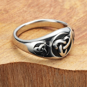 Vintage Viking ring voor heren van roestvrij staal met gevlochten Keltisch knoopmotief