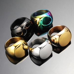 Minimalist Punk Stainless Steel Signet Ring High Polished Smooth Round Surface Titanium Steel Band Ring For Men Women Jewelry