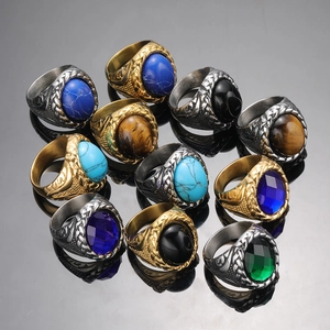 Herren Vintage Titanstahl Ring Eingelegter Ovaler Strass Gewebte Streifen Retro Punk Stil Fingerring Für Männer Schmuck Geschenk