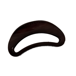 Large crescent wood texture claw clip in dark brown resin for women hair styling
