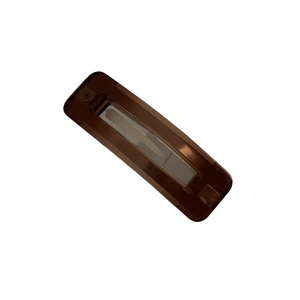 Minimalist rectangular tortoiseshell brown hair clip with glossy finish on white background