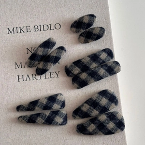 Lot de barrettes à cheveux rétro à carreaux bleu marine pour coiffure élégante femme