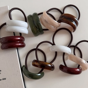 Geometric resin curved hair ties in assorted colors with high-elasticity bands for women