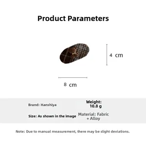 Spécifications de taille pour la barrette à carreaux marron avec un petit ours 3D