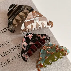 Pince à Cheveux en Acétate Motif Marbre pour Femmes Fait à la Main Pince Crabe Écaille de Tortue Accessoires de Coiffure Mode