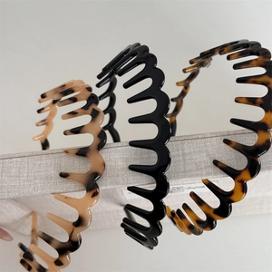 Acetate Wavy Serrated Headband With Teeth Non-Slip Hair Hoop French Style Hair Accessories For Women Face Washing Daily