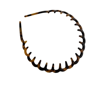 French style tortoise shell acetate wavy headband with non-slip teeth for women