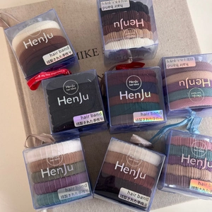Eight boxes of seamless high-elastic hair bands in Morandi colors with ribbon gift packaging