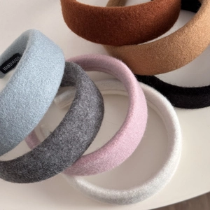 Thick plush velvet wide headbands set in various colors with handmade label tag