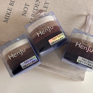 Five-piece seamless high elasticity ribbed hair ties set in earthy neutral colors