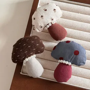 Pinza de Pelo Broche de Tela Seta Lindo Coreano Hecho a Mano Floral Lunares Con Perla Artificial Accesorios de Pelo Dulce Para Mujer