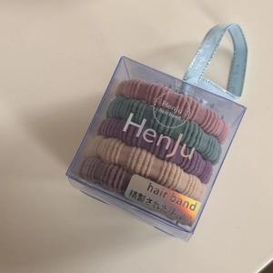 Five pack of velvet elastic hair bands in Morandi colors inside a transparent gift box