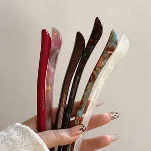 Handgefertigt Acetat Haarstab Für Damen Elegant Minimalistisch Stromlinienförmig Einfache Haarkotelett Marmor Schildpatt Haarnadel Haarschmuck
