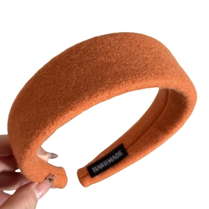 Handmade orange sponge padded headband with autumn felt texture for women hair accessory