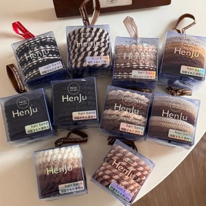 Set of durable high-elasticity hair ties in earth-toned neutral colors with gift box