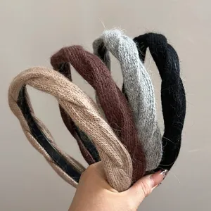 Cerchietto a Maglia Intrecciata Donna Autunno Inverno Elegante Fascia in Tessuto Morbido Spessa Calda Accessori per Capelli Quotidiani