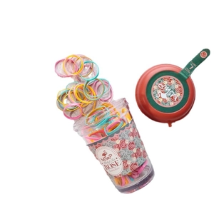 Ensemble d'élastiques à cheveux colorés pour filles en flacon cylindrique de 130 pièces