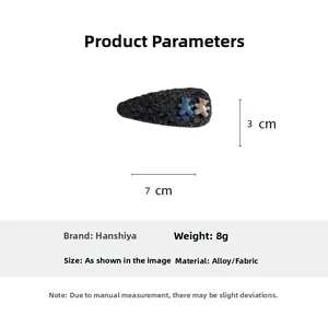 Detail showing 7cm fabric BB hair clip with cute blue and khaki miniature bears