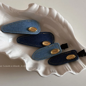 Vintage Denim Fabric Hair Clip Gold Oval Metal Plate Blue Jean BB Clip Duckbill Clip For Women Girls Daily Accessories