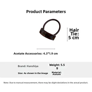 Détails de l'élastique en acétate marron foncé avec dimensions et lettrage doré chic