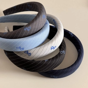 Sweet Twill Fabric Bowknot Thickened Headband For Women Handmade High Top Padded Hair Hoop College Style Hair Accessories