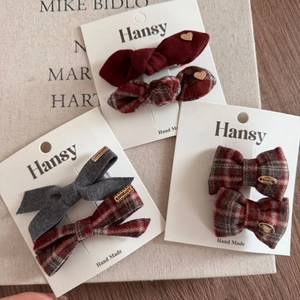 Barrettes à cheveux à carreaux rouges style britannique avec nœuds pour coiffure fille