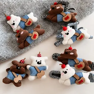 Funny Cute Cartoon Puppy Bowknot Hair Clip 3D Plush Doll Hair Claw Shark Clip For Women Girls Sweet Hair Styling Accessories