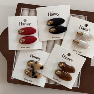 Korean Style Oval Acetate Hair Clips Elegant Gold Metal Plate Decoration Duckbill Fringe Clips For Women Girls Fashion Hair Accessories