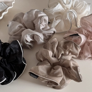 Elegant organza oversized scrunchies in assorted colors with metallic silver edge