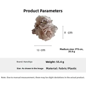 Dimensions détaillées de la pince à cheveux rose en organza de 13 cm en vieux rose