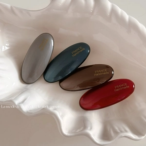 Minimalist Oval Resin Duckbill Hair Clips France Handmade Gold Foil Print Retro Acetate Hairpins For Women Daily Accessories