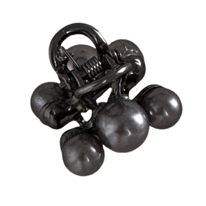 Elegant dark grey hair claw clip with faux pearls for high-end styling and secure hold