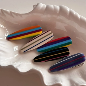 Korean Fashion Colorful Rainbow Striped Acetate Duckbill Hair Clips Geometric Alloy Side Clips For Women Girls Hair Accessories