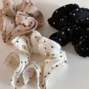 Polka Dot Satin Scrunchie Large Elastic Hair Band Ponytail Holder Simple Elegant Hair Accessories For Women Girls