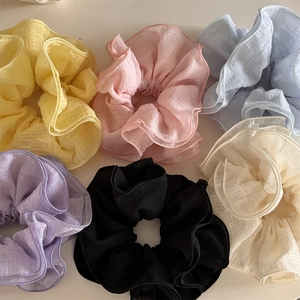 Elegant pleated oversized scrunchies set in six pastel colors for stylish hair styling
