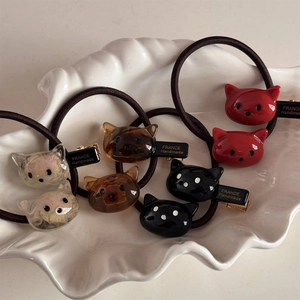 Set d'accessoires cheveux chat avec élastique et pince en quatre couleurs