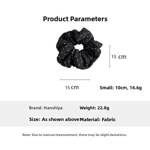 Größentabelle für Blumen Haargummis aus Stoff mit 15cm und 10cm Durchmesser Angaben