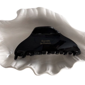 Pince à cheveux élégante en acétate noir avec inscription dorée Barrette la France