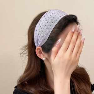 Light purple polka dot headband for women in Korean style with soft fabric material